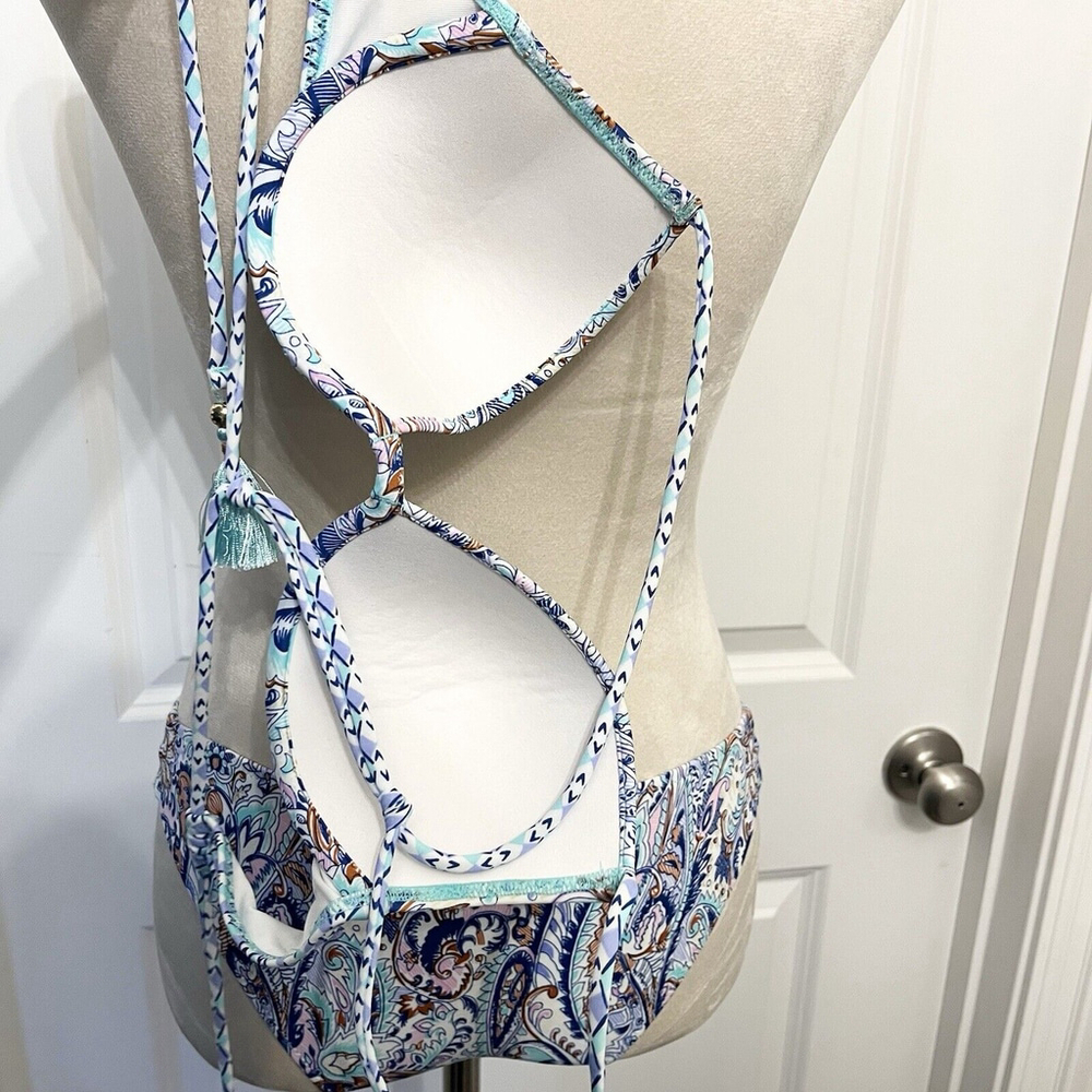 Victoria Secrets Bikini Set- 34B Padded Top- Small Bottom- Blue Purple Paisley - Picture 9 of 13